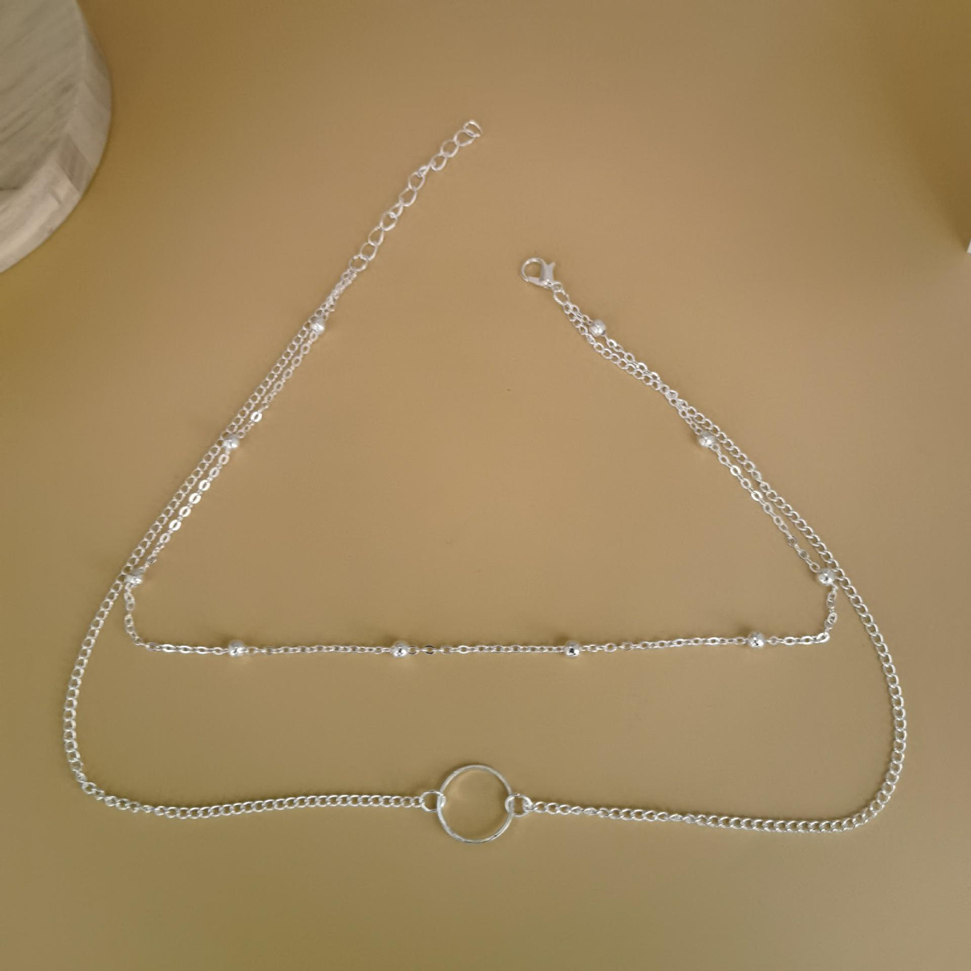 

Геометрическое многослойное ожерелье: Креативные медные бусины для женщин серебряный