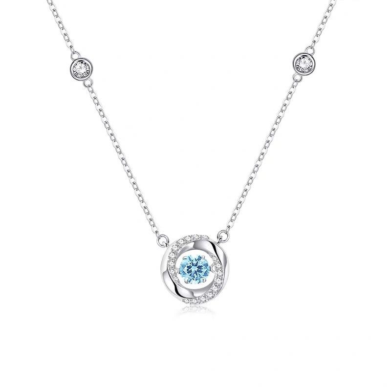 S925 pure silver three-second heart sterling silver necklace pendant niche high-end design flash diamond collarbone chain for girlfriend gift