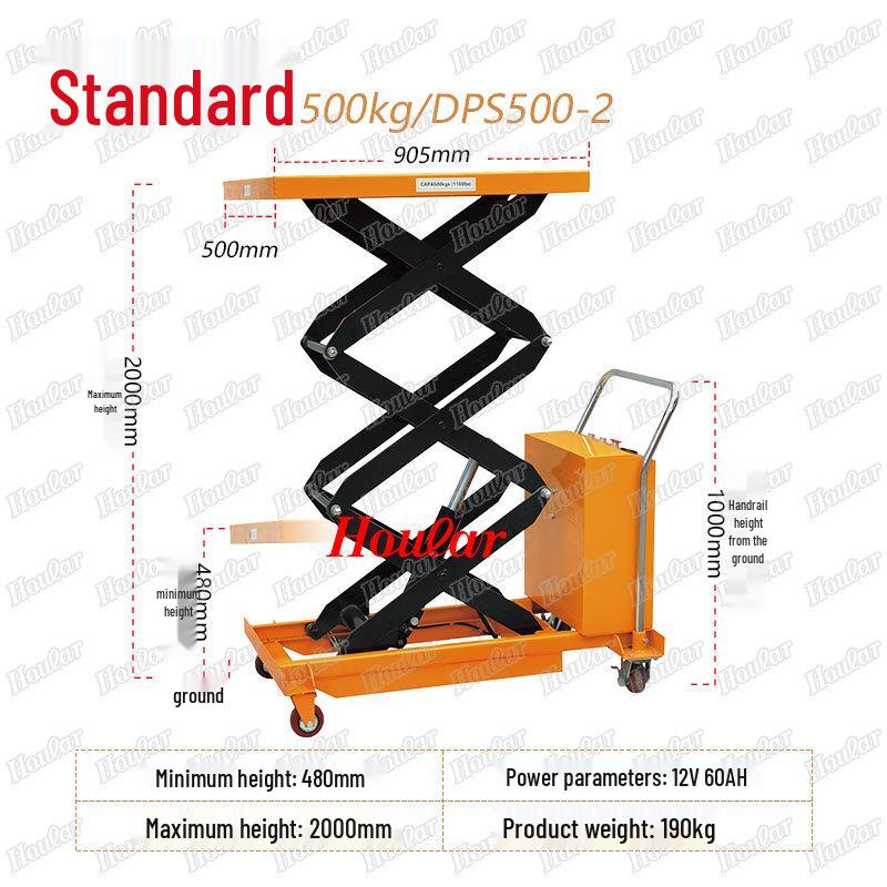 Electric Hydraulic Scissor Lift Cart - Mobile Flatbed Trolley