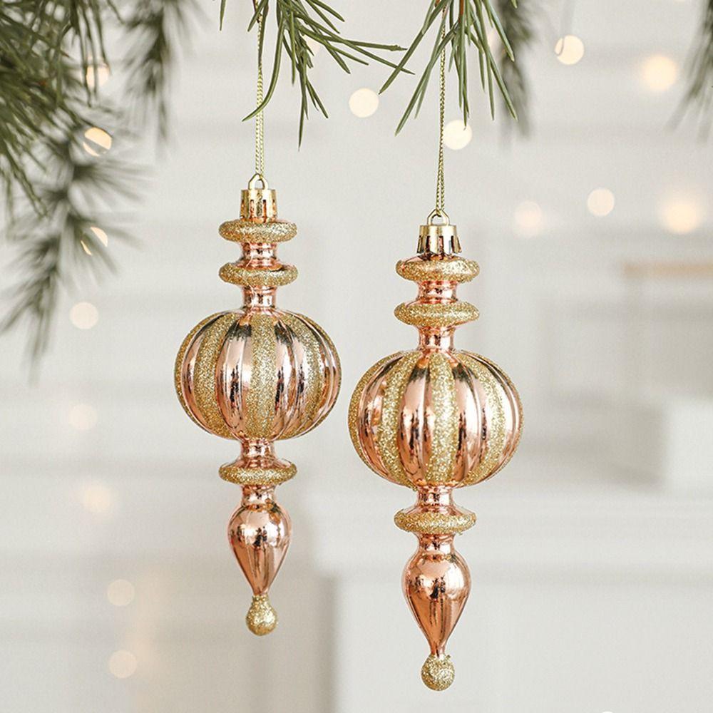 2Pcs Plastic Christmas Hanging Conch Ornament Star Glittery Hazelnut Christmas Pendant Decorative Snowman