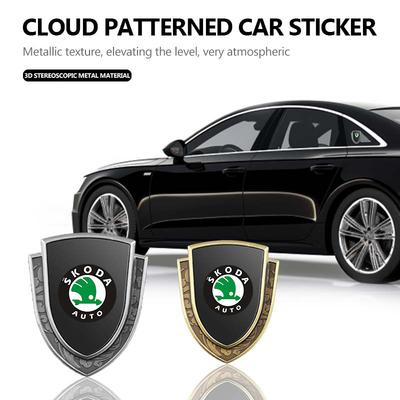 AAABU1 Car Styling 3D Shield Metal Emblem Badge Sticker Decoration Decal For S Kodiaq Octavia 2 3 Yeti Karoq Rapid Fabia VII VRS