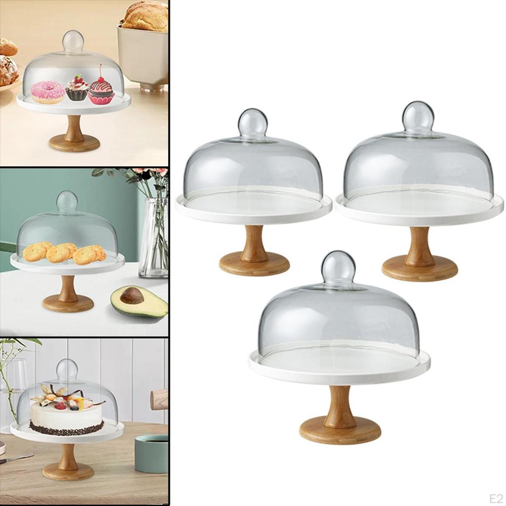 Stand Glass Cover Serving Tray Cheese Dessert Storage Wooden for Appetizer Bread Wedding Party