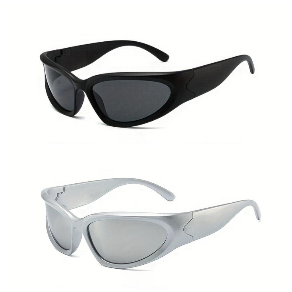 2pcs Y2k Top INS Rectangular Sunglasses Trend Hip Hop Punk Sun Glasses Street Shooting Retro Shade for Men and Women