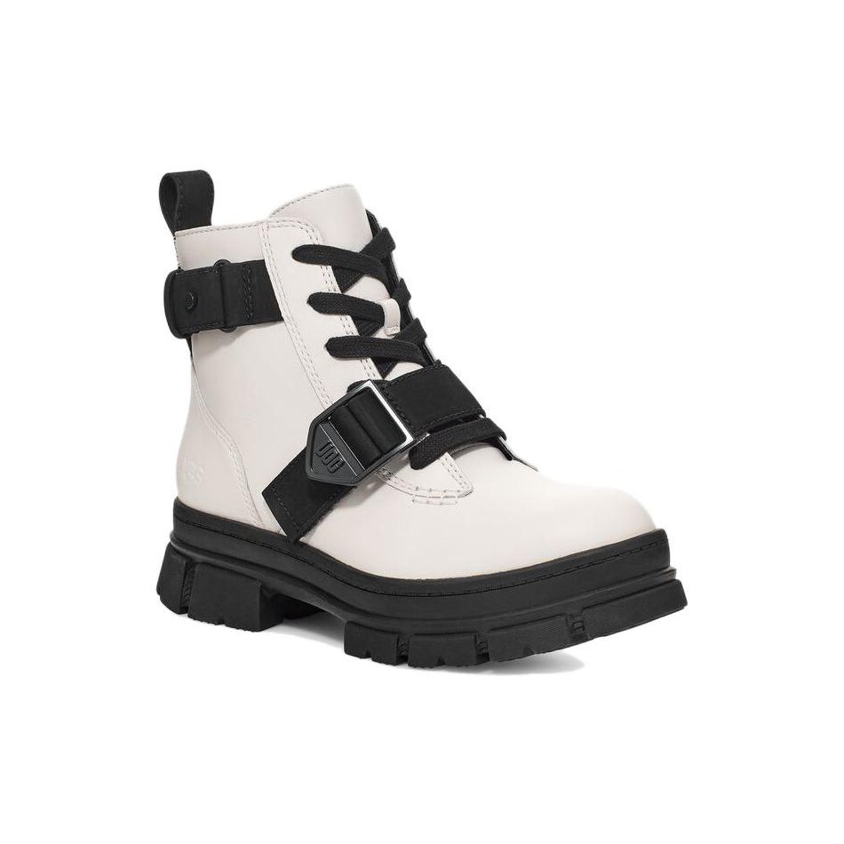 UGG Leather Fashion Commuter Short Chelsea Boots Women boots White 1133892-WHT