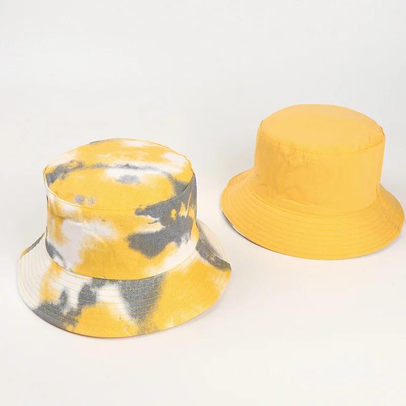 New Unisex Outdoor Tie Dye Fisherman's Hat Personality Women Double Sided Bucket Cap Europe Men Uv Protection Panama Sun Caps
