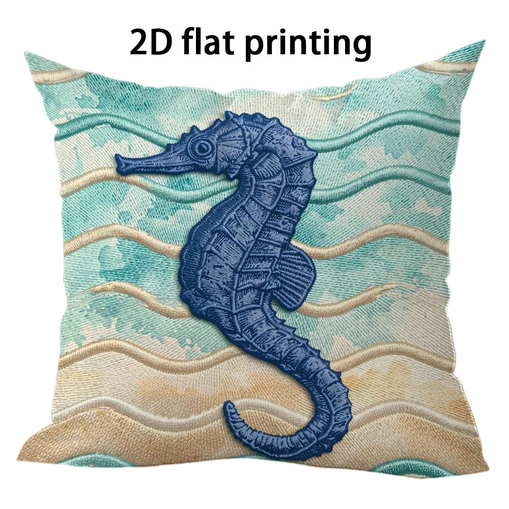 Deep Blue Mussel Texture Double-Sided Printed Pillow Cover Short Plush Suitable Living Rooms Bedrooms Sofas Throw Cushion Cover