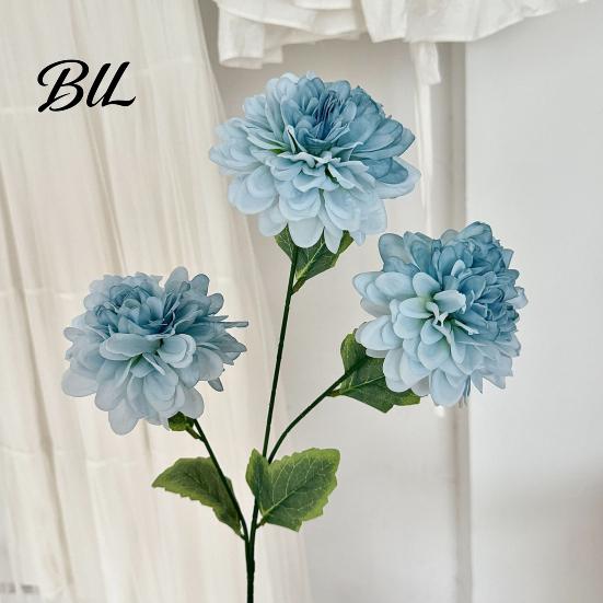 Silk Floral Arrangements Artificial 3 Head Dahlia Flowers, Realistic Fabric Arrangement, Long Stem Fake Dahlias Adjustable Flowers for Home