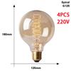 4Pcs Dimmable Retro Edison Light Bulb E27 AC220V 40W Vintage Industrial Decor Filament Bulb Lamps A19 ST64 T10 T45 G80 G95 G125