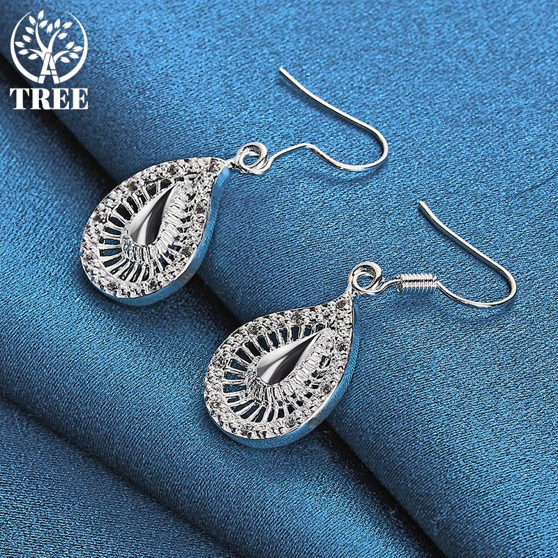 925 Sterling Silver Water Droplets Drop Earring Jewelry