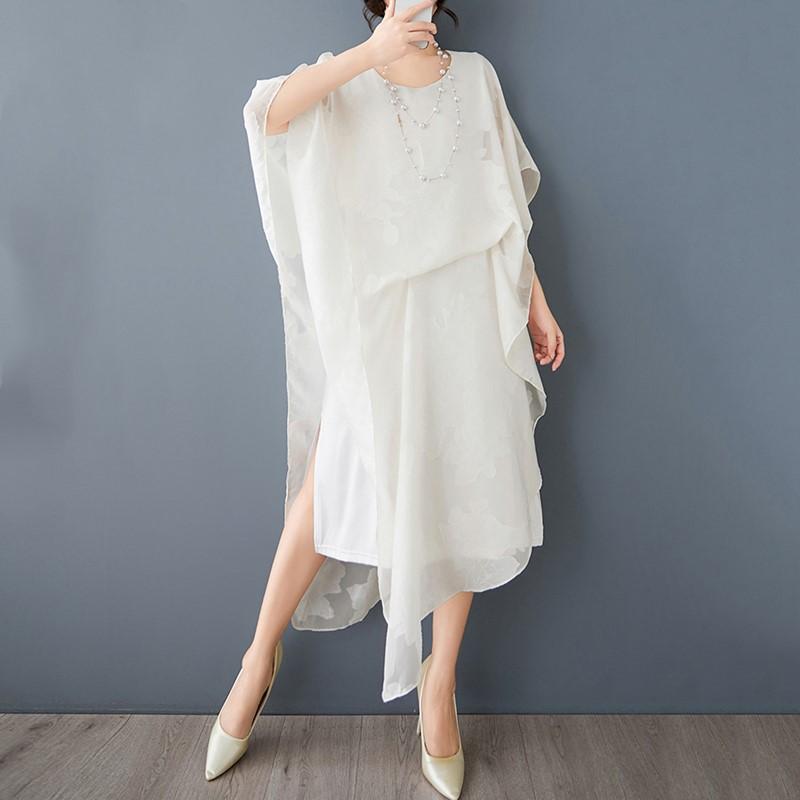 Kurzarm-Übergröße, Vintage-Kleid mit Blumenmuster, neu in Kleidern für Damen, lässig, locker, langes Sommerkleid