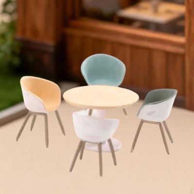 1/64 Miniature Table Chair Set Mini Furniture Model Decoration Creative Tiny Resin Modern Desk