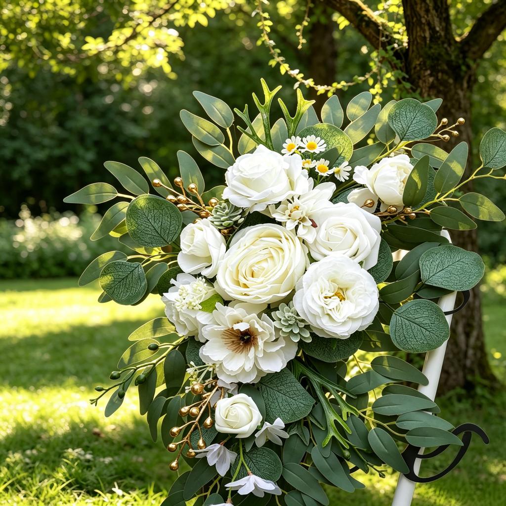 Künstlicher Hochzeitsbogen Blumen-Set Hochzeits-Heimdekoration Blumenkranz Außenbogen Willkommensschild Zeremonie Kulisse Dekoration