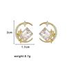 Women Star & Moon Crystal Earrings Elegant Light Luxury Exquisite Shiny Zircon Ear Studs Golden Fashion Jewelry Gifts Wholesle
