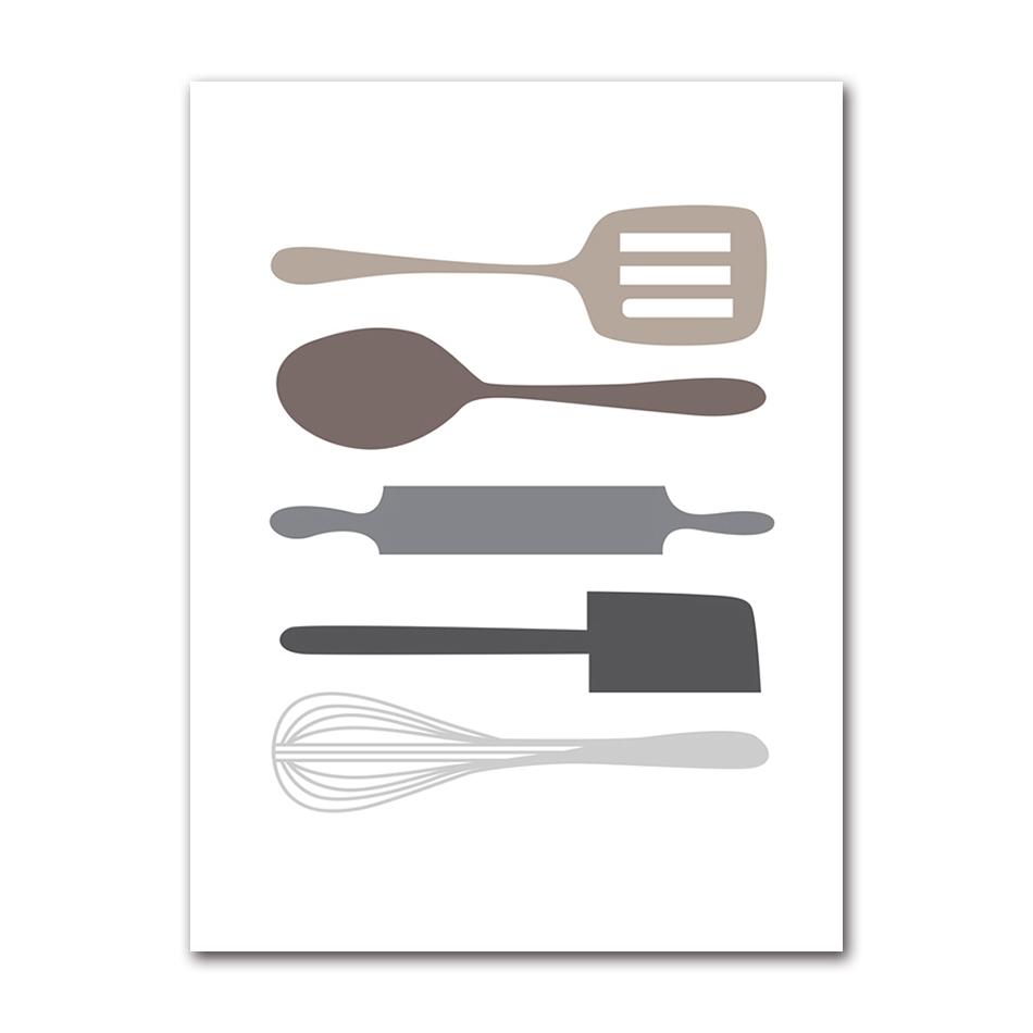Life Minimalist Poster Picture For Kitchen Home Deco Nordic Wall Art Canvas Print Black And White Cartoon Painting Pop Tableware