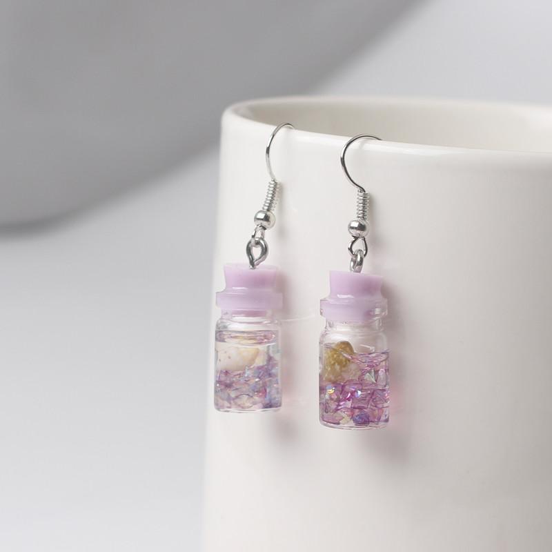 Cute Acrylic Pendants Hook Earrings Sequins Beer Bottle Women Dangle Earrings Korean Fashion Bear Small Earrings Pendientes