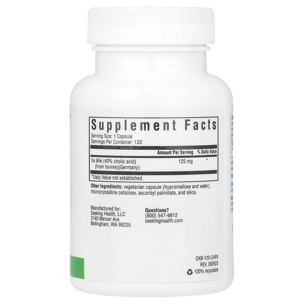 Seeking Health Bovine Bile 125mg Capsules, 120 Count