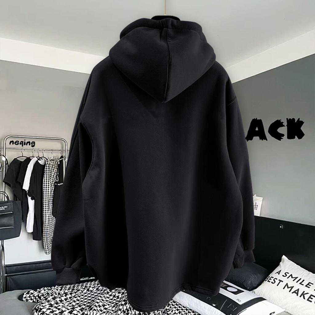 High-Quality Oversized Half-Zip Hoodie - Solid Color, Breathable Patchwork Design for Spring & Autumn