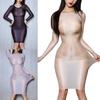Dámské jednodílné lesklé lesklé šaty Bodycon Bodystocking Vysoce elastické šaty na noční prádlo