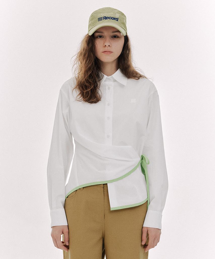 OIOI COLLECTION Asymmetrical Wrap Shirt_White