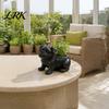Animal Shaped Desktop Accessory 3D Printed Pug Figurine Planter, Realistic Dog Statue with Back Planting Slot, Matte Black Decor for Succulents