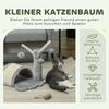 Cat Tree 40 cm Small Cat Tower with Cave, 2 Play Balls, Scratching Mat, Cat Scratching Post, Climbing Tree, for Small & Large Cats, Light Gray