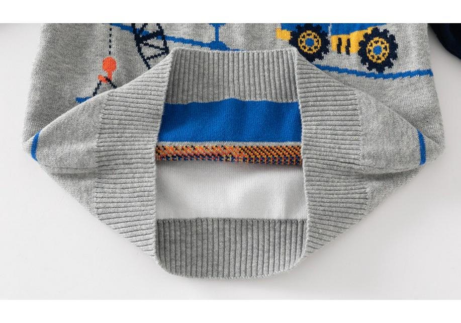 Boys' Spring 2024 Construction Vehicle Cotton Sweater with Raglan Sleeves