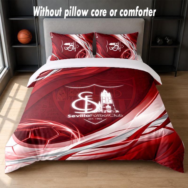 Set de Cama con Diseño del Sevilla FC 1 Funda Nórdica + 2 Fundas de Almohada Suave Transpirable Ropa de Cama para el Hogar