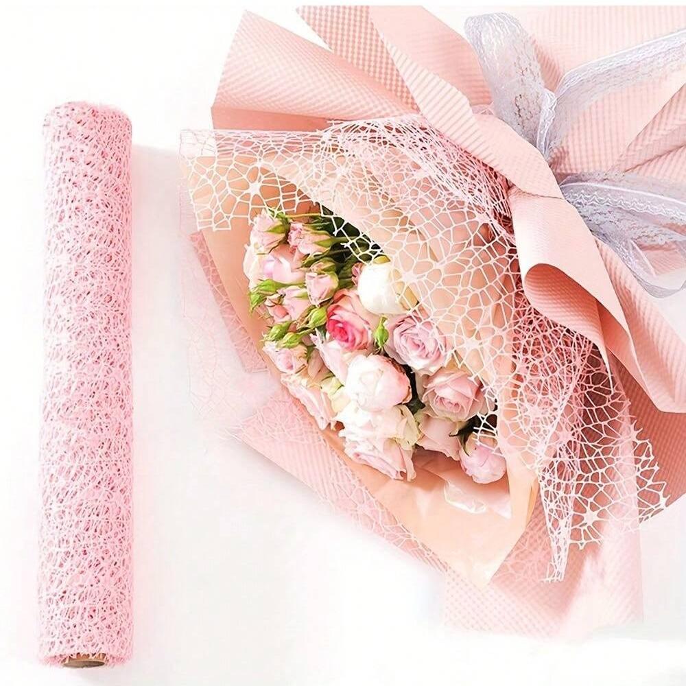 

1roll, Hollow Bouquet Handmade DIY Wrapping Paper Scrapbook Decorative Wedding Flower Gift Craft Bouquet Wrap Jacquard Net 50cm