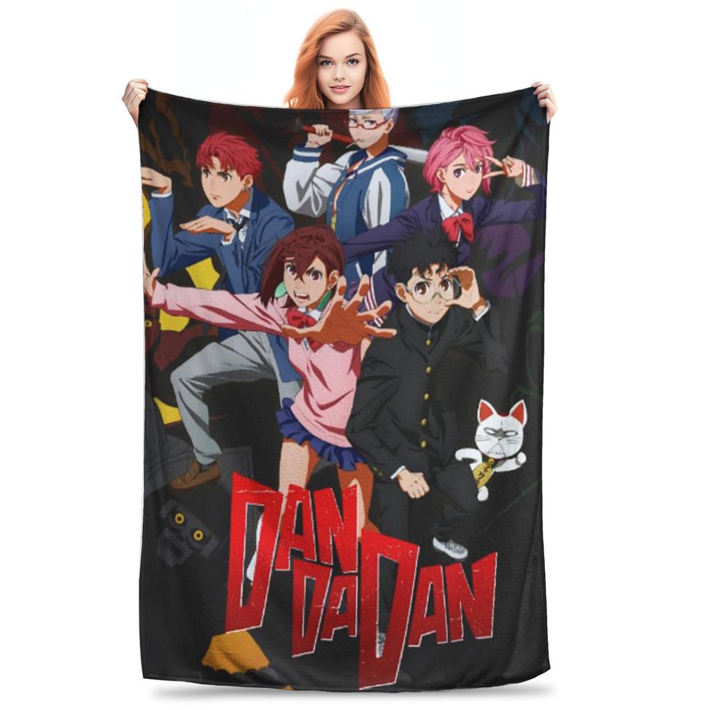 Cartoon Manga Dandadan Action Comedy Creative Blanket Portable Flannel Sofa Throw Blanket for Bedroom Outdoor Throws Bedspread