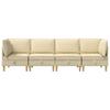 Modular Sofa Set with Storage Space 4 Pcs Cream Fabric