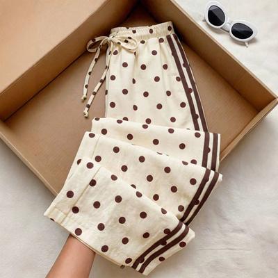 Womens High-Waisted Wide Leg Pants With Polka Dot Print Loose Fit Comfortable Milk Silk Fabric Fall 2026