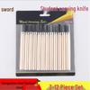 12-Piece Manganese Steel & Paulownia Wood Carving Knife Set - DIY Handmade Toy Tools