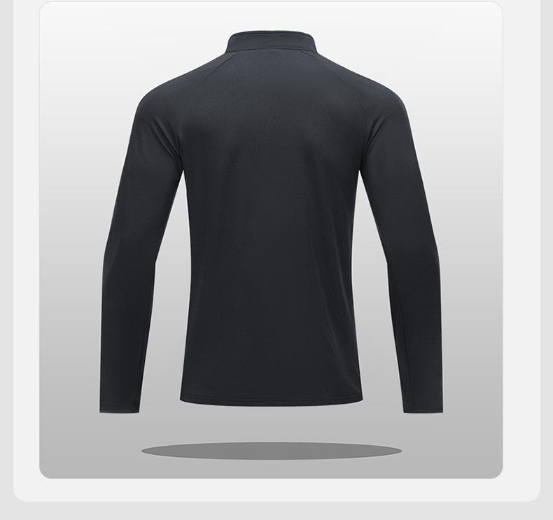 Herren Sport-T-Shirt mit halbem Reißverschluss, langärmelig, schnelltrocknend, für Laufen & Radfahren