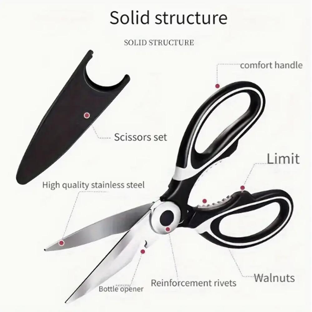 Multi-function Kitchen Scissors - Stainless Steel Chicken Bone and Food Cutter