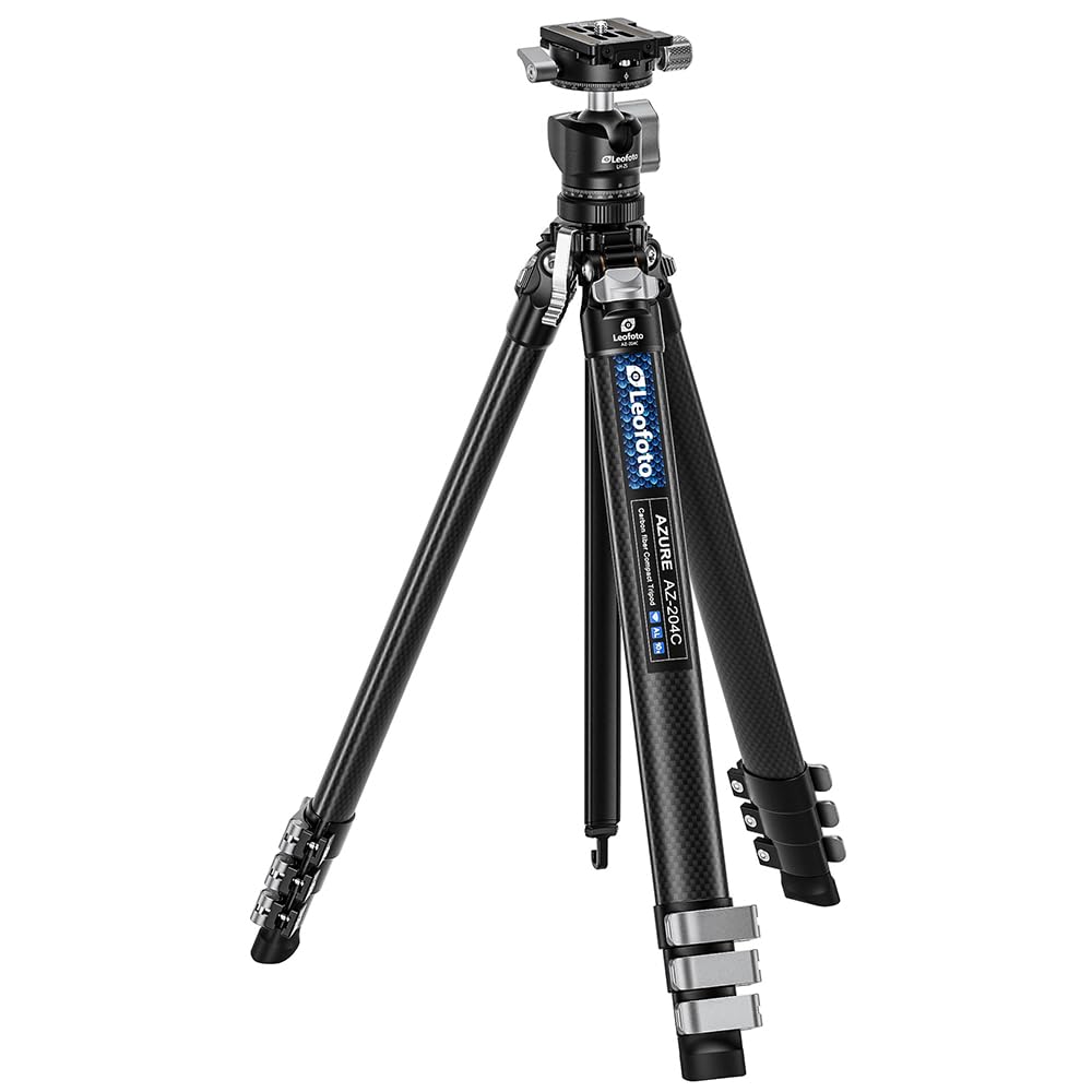 Leofoto Carbon Fiber Tripod 147cm Extended 41cm Storage 5kg Load Head Sold Separately Tripod Head AZ-204C+LH-25R Next-Generation Ultra-Lightweight,