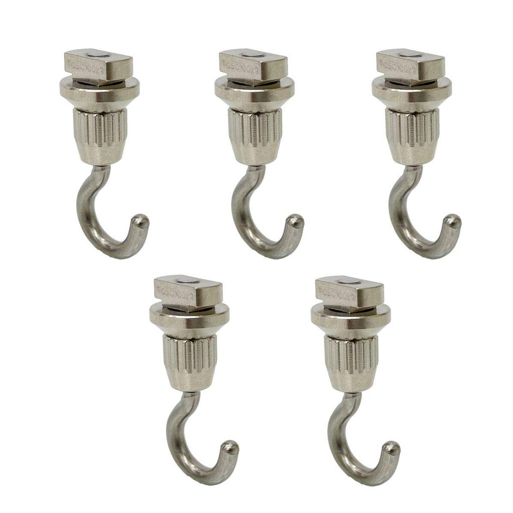 TOSO Picture Rail T-Hooks 30A, Hook A (Ceiling Mount), Post-Installation Type, Natural (Silver), Pack of 5