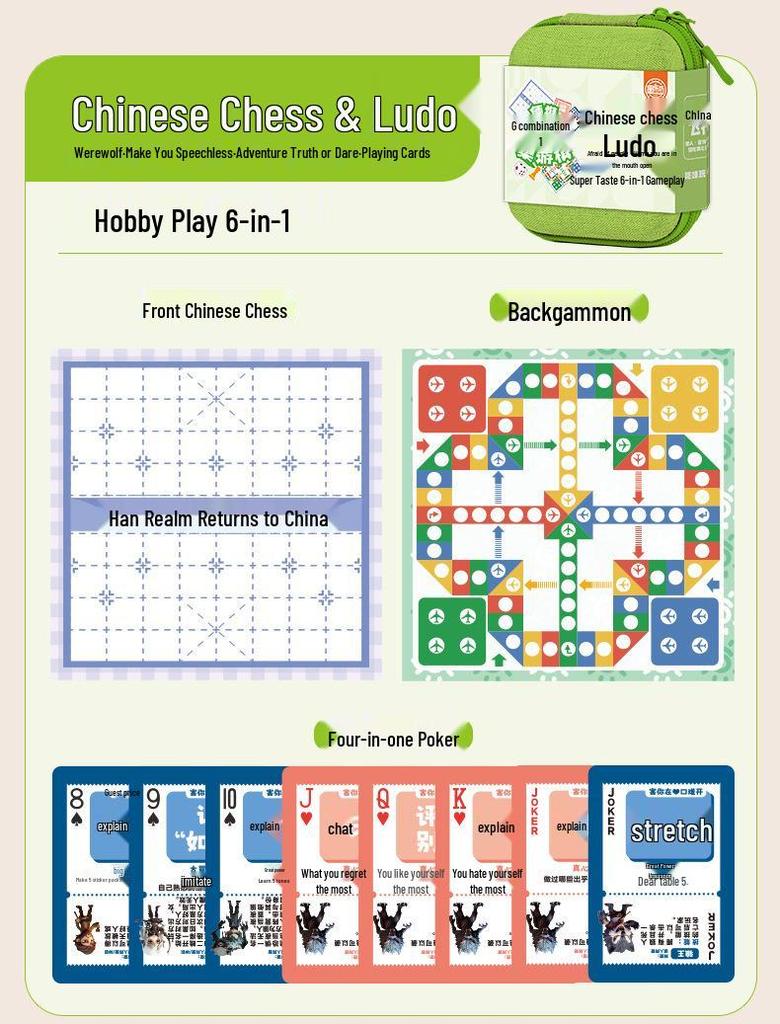 Portable Ludo & Animal Chess: Pocket-Sized 5-in-a-Row Kids' Board Game