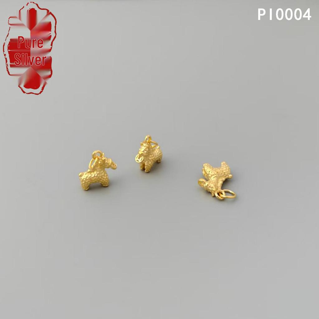S999 Sterling Silver Hammered Little Horse Charm for DIY Bracelet or Necklace