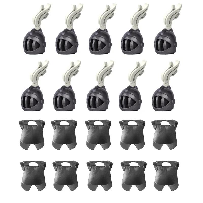 MOC Medieval Military Building Blocks Weapon Figure Accessories Shoulder Armour Helmet Bow Cape Hat Sword Brick Toy Gift X038