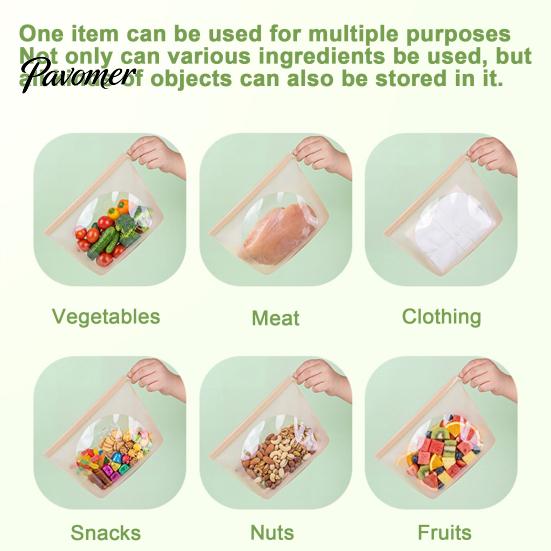 Kitchen Organization Bags with Label Area 2PCS Silicone Food Storage for Kitchen, Double Seal Closure Easy Clean Pantry Bags, Reusable Leakproof