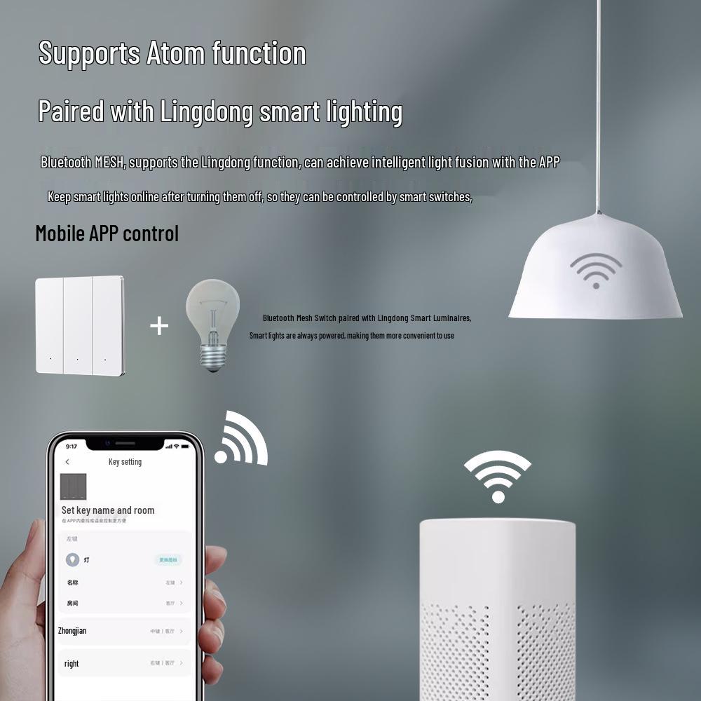 Ultra-Thin Smart Switch: Mijia App Control, Remote Timing, Bluetooth Mesh Compatible