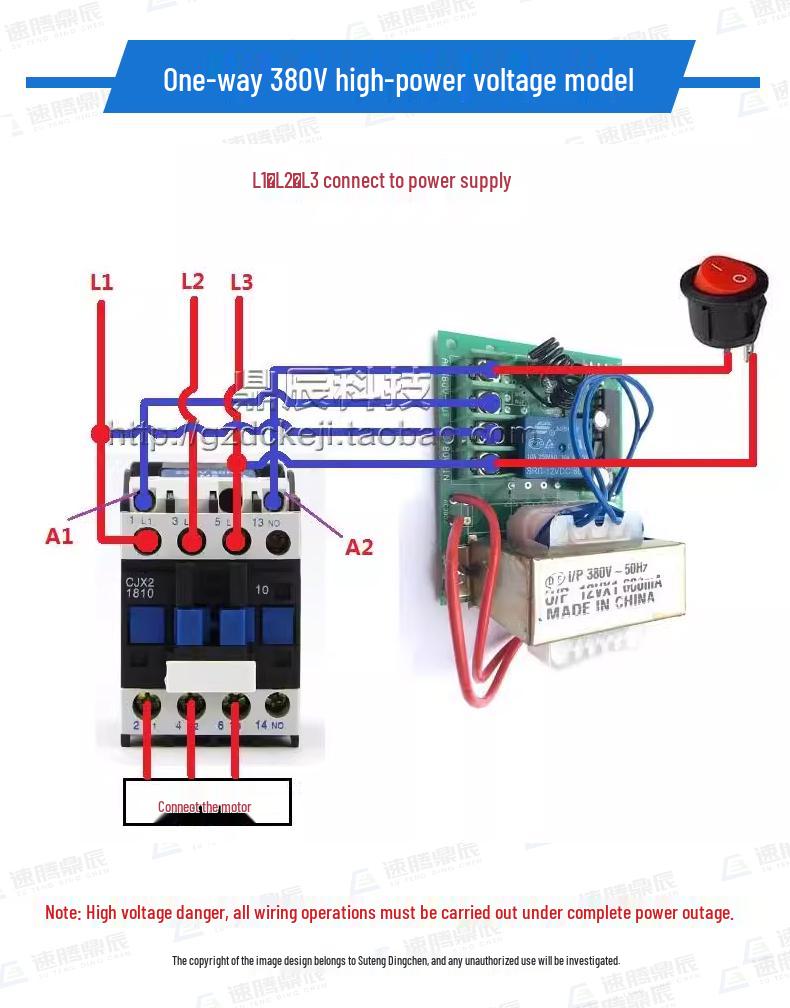 Waterproof Wireless 2-Button Remote Control Switch for 220V/380V Water Pump Motor