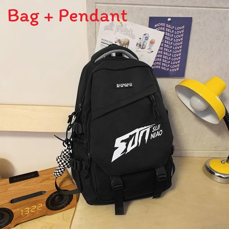 

Nylon Teen College Backpack With Curved Straps For School Use чёрный