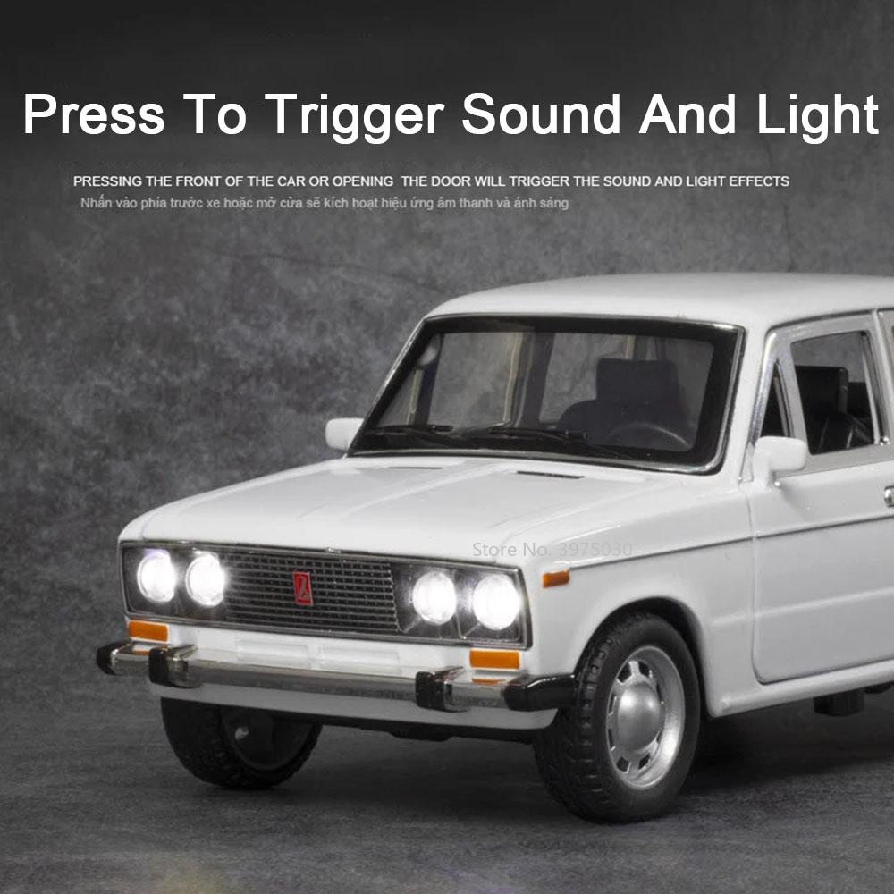 1/24 LADA 2106 Alloy Scale Car Model Diecast Vehicles Car Toys with Sound and Light Toys Collection for Boys Birthday Gift Kids