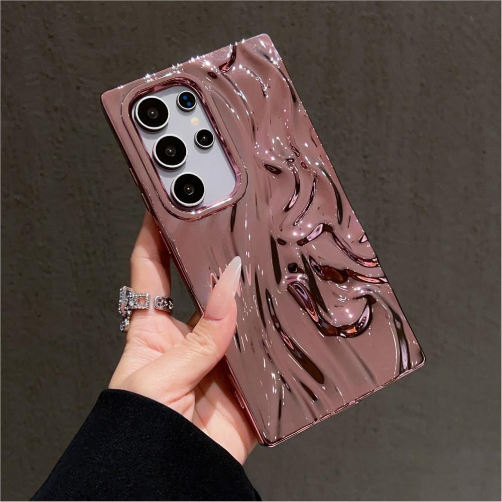 Coque de téléphone plissée 3D brillante plaquée avec effet froissé pour Samsung S25 S24 S23 Ultra Plus FE A56 A36 A26 A16 A06 A55 A35 A25 A15 A05 Housse