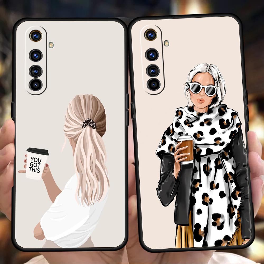 Girl Boss Female Coffee Phone Case For Realme 13 12 11 10 9 8 5G 7 C25 C35 GT5 GT3 GT2 Pro Plus For Realme GT Neo 2 3 3T 5 Cover