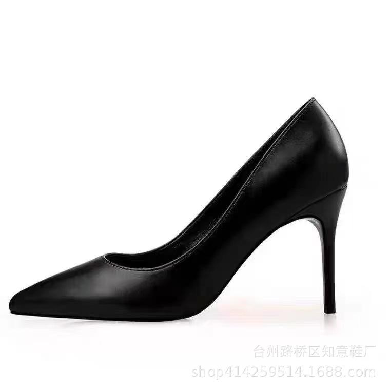 High Heels Damen 2025 neue große schwarze dünne Ferse spitzer leichter Mund Wildleder professionelles Temperament Student Etikette Schuhe