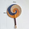 Colorful Striped Patterns Seagrass Woven Fan Vintage Anti-Mosquito Hand Braided Fan Natural Portable Cattail Fan School/Office