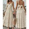 Summer New Bohemian Back Bow Holiday Style Print Dress Suspender Dress