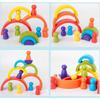 1 stücke Regenbogen Holz Baby Spielzeug Montessori Kreative Regenbogen Bausteine Holz Jenga Spiel Frühen Pädagogisches Spielzeug für Kinder